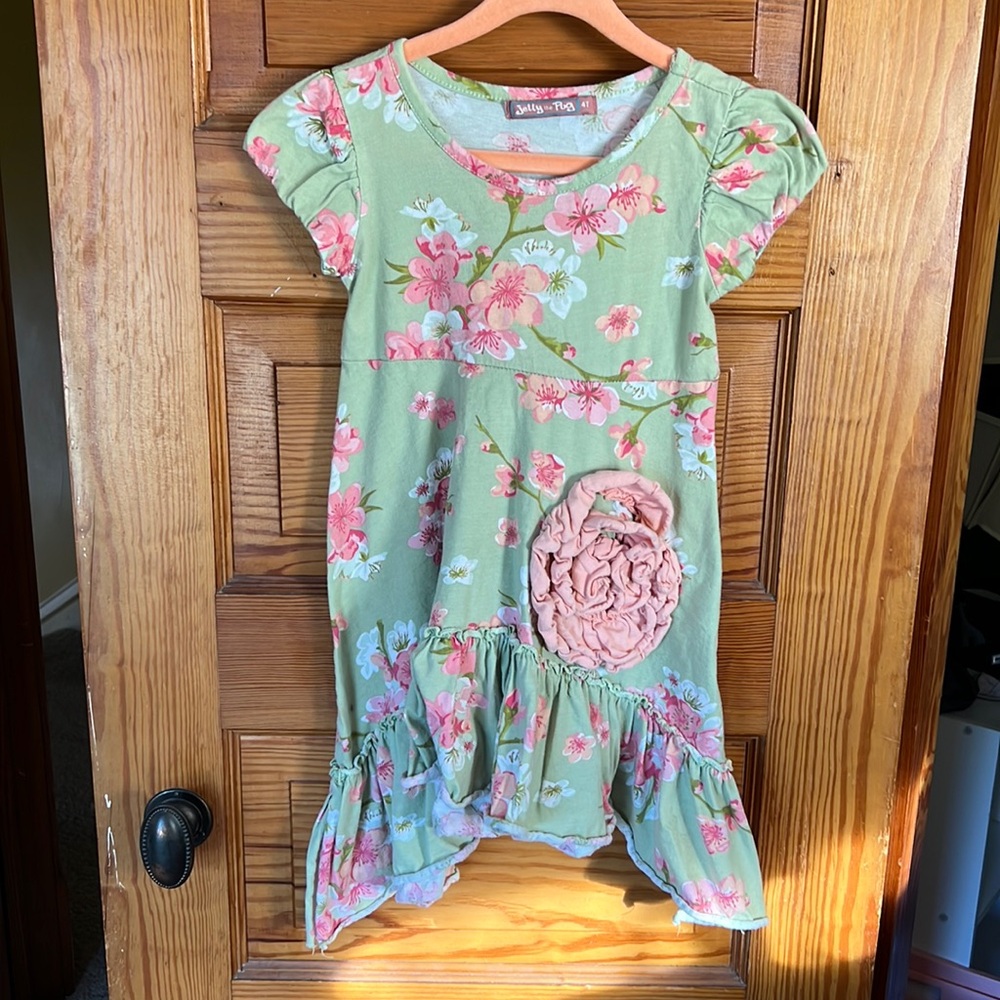 Green floral twirl dress